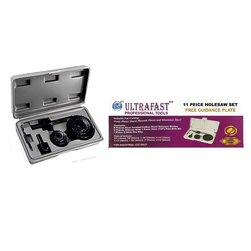 CARBON HOLE SAW SET 11 PCS (WITH GUIDANCE PLATE)